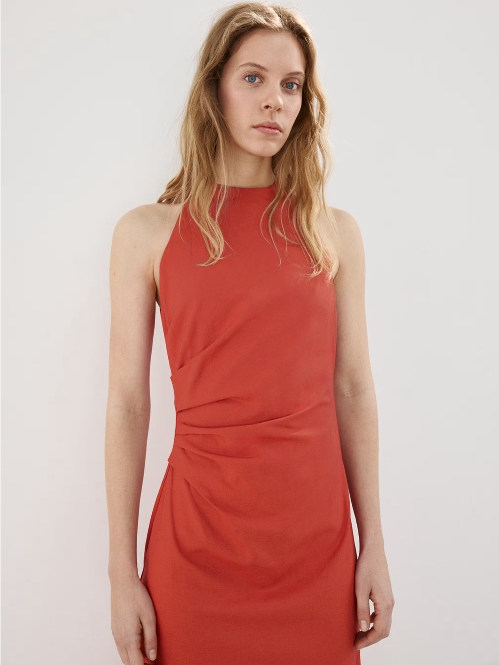 NWT MANGO DRAPED MIDI-DRESS - Picture 2 of 9